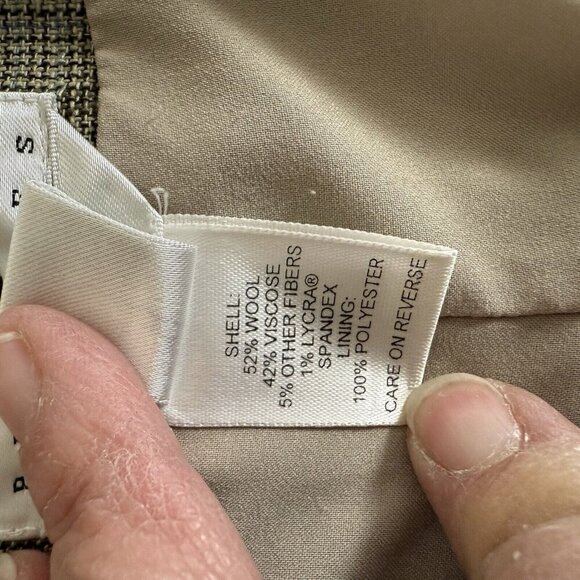 Talbots Trousers Wool Blend Plaid Lined Size 6 Petites Stretch Side Zip Brown - Picture 8 of 10